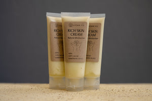 Three tubes of LycanCo Rich Skin Cream displayed side by side, formulated for intense hydration and skin nourishment.